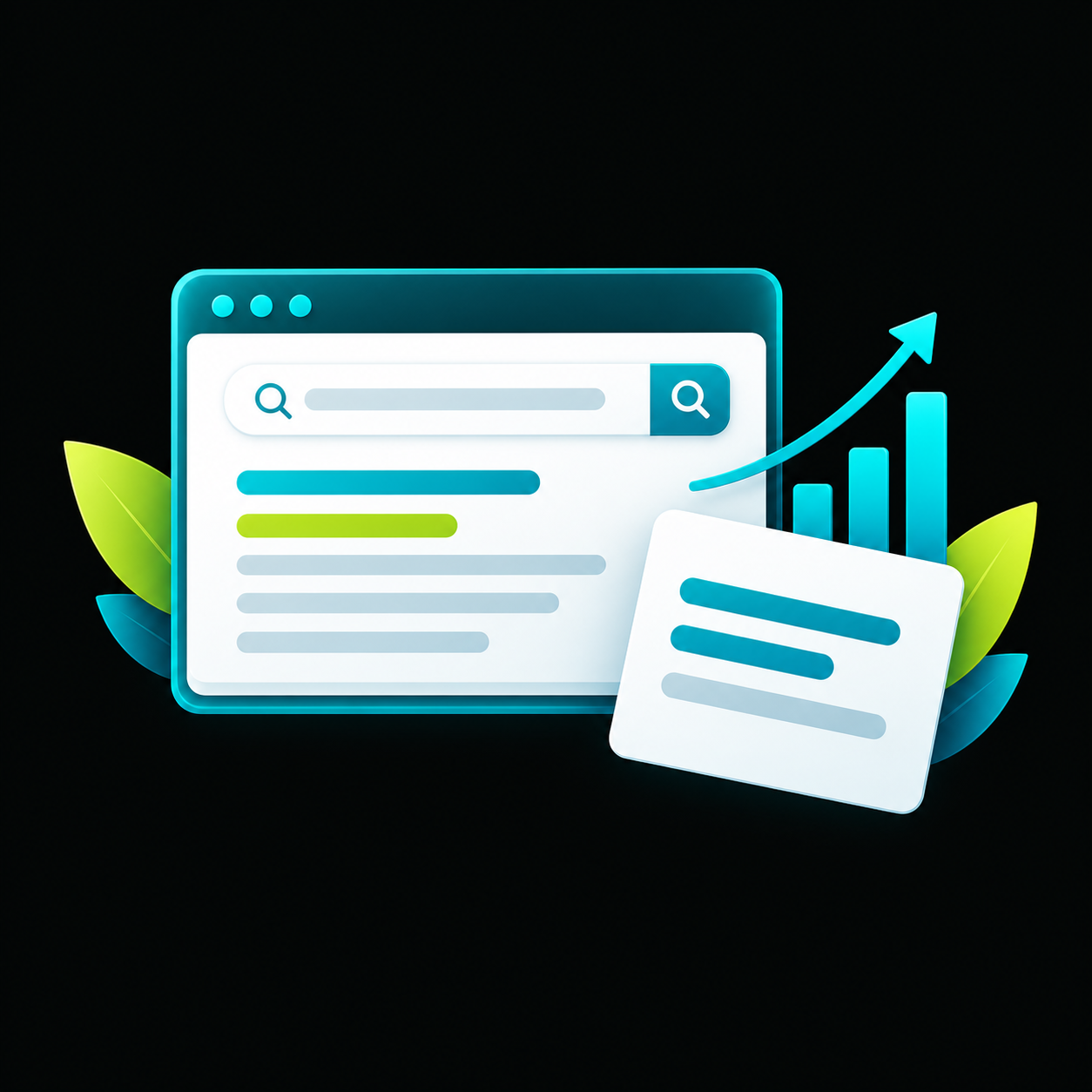 Search window, content sheet and visibility illustration